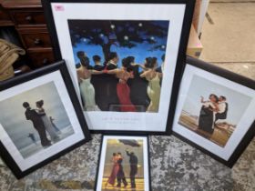 After Jack Vettriano - a group of four framed and glazed Portland Gallery prints, largest 79cm x