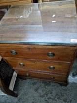 A Georgian converted commode of three short drawers standing on bracket feet 79cm x 62cm x 50.5cm