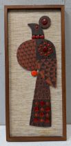 A Hornsea Muramic pottery wall plaque of a bird framed Location: