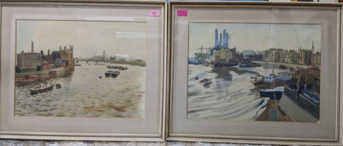 Ian Robbins attributed to two views of London from across the river Thames, one depicting