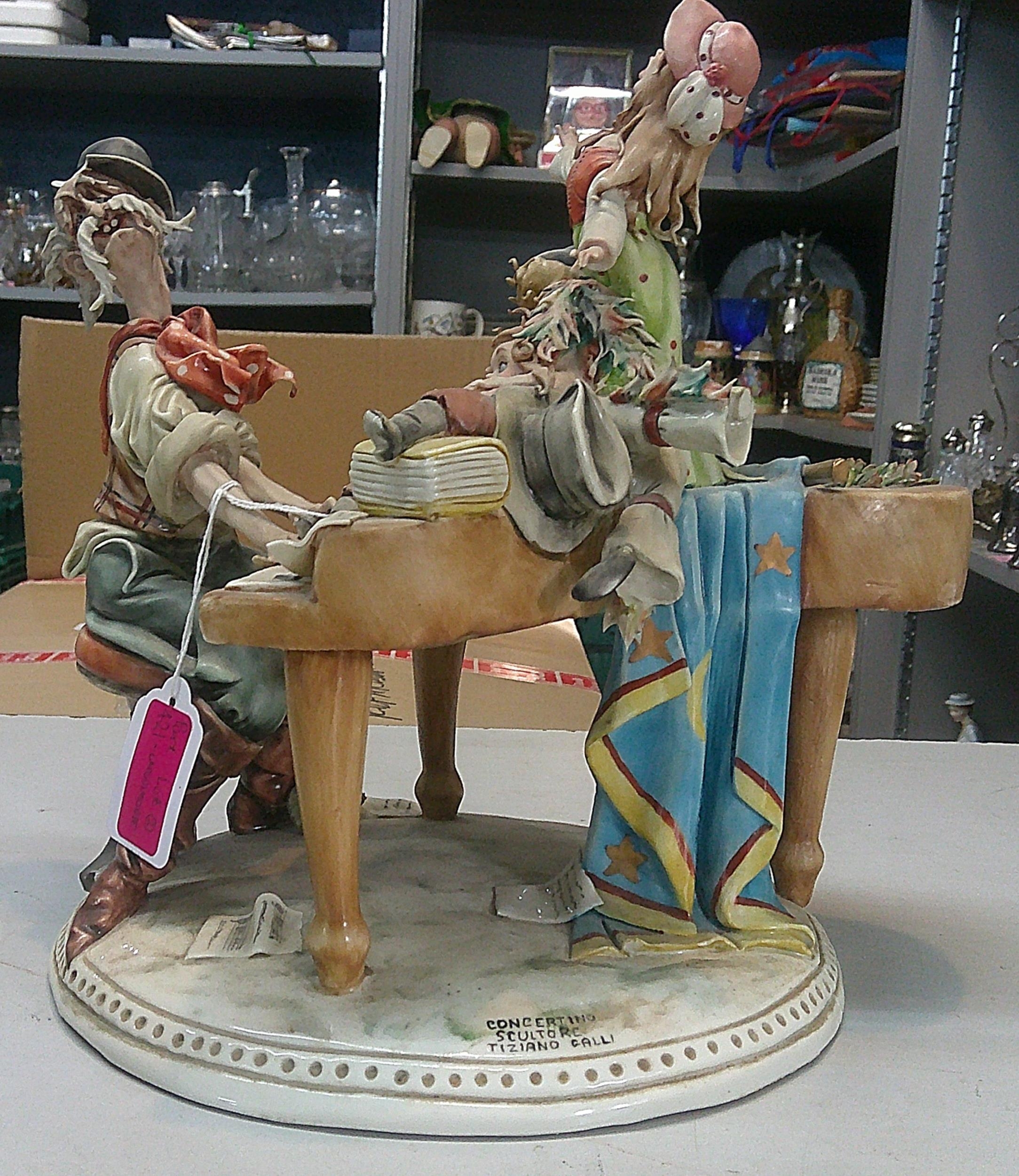 Two Capodimonte figures, one depicting a gentleman playing the piano and four children watching, - Image 2 of 9