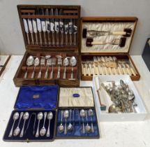 Silver plate to include canteen fish knives and forks, sugar tongs and flatware Location: