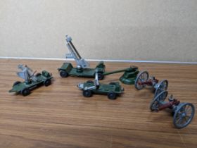 A group of Lone star and others model diecast military transport and weaponry Location: