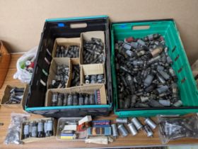 A quantity of various radio valves, some empty boxes to include Mazda valve SP61 and 30 PL,