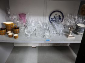 A mixed lot of glass and ceramics and other items to include Stuart crystal brandy glasses,