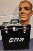 A BBC music case 38cm High and a mid 20th Century male mannequin head 28cm High. Location:BWR
