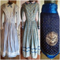 Two period drama inspired theatrical dresses, circa 1970's, made in the Haymarket, both having