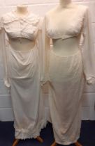 A late 19th/early 20th Century bespoke cream cotton maternity night gown with a central section
