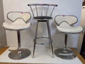 Two Lamboro deluxe Carcaso breakfast kitchen bar stools, swivel and height adjustable, and a Bermuda