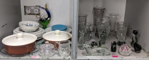 Ceramics and glassware to include 1970s tableware, Caithness paperweights Murano and other animals