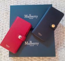 Mulberry-Two mobile phone cases, a black cross grain leather Samsung S9 phone flip case and a red