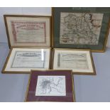 A 17th/18th century Christopher Saxton & William Kip map of Northamptonshire, a map of Amsterdam and