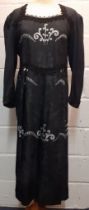 Zandra Rhodes-A 1980's Zandra Rhodes II own label ladies black day dress, handmade in England,