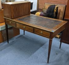 A reproduction Swedish Gustavian style writing desk having a leather topped scriber with drawers and