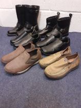 A collection of unworn gents boots and shoes to include a pair of black Blytz biker boots size