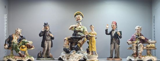 Capodimonte figures to include a cobbler, a pair of seated gentlemen, doctor and others (6)