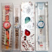Swatch- Three late 20th Century Swatch watches in original boxes to include one entitled '3D The