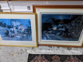 Terence Cuneo - Night Express/Port Line - two signed limited edition railway prints, each signed