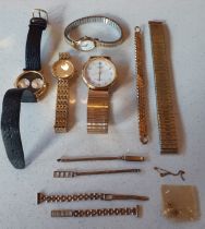 A small quantity of watches and straps A/F to include a gold tone Rotary 'Artemis' ladies wristwatch