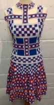 Alexander McQueen-A Circa 2014 chequered Aline dress in a red, white and blue elasticated