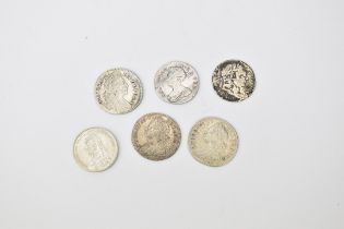 A group of mixed silver Sixpence to include William III 1696, Anne 1709, George II 1746 and 1758,