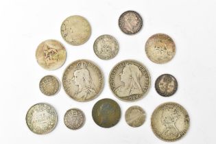 Mixed British Silver coinage to include a George III 1816 Sixpence, Victoria 1890 and 1900 Half