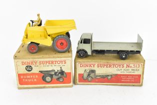 Dinky 513 Guy Flat Truck, with tailboard, grey cab and back, with original cardboard box, together