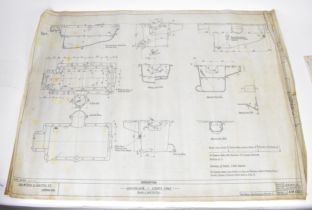 Three early 20th century rolled car engineering drawings for Aston Martin, dated 1920, 1921 and