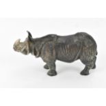An Austrian cold-painted bronze model of a rhino, naturalistically modelled with textured effect,