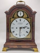 A circa 1900 Payne & Co bracket mahogany 8 day bracket clock, the arched top case having pierced