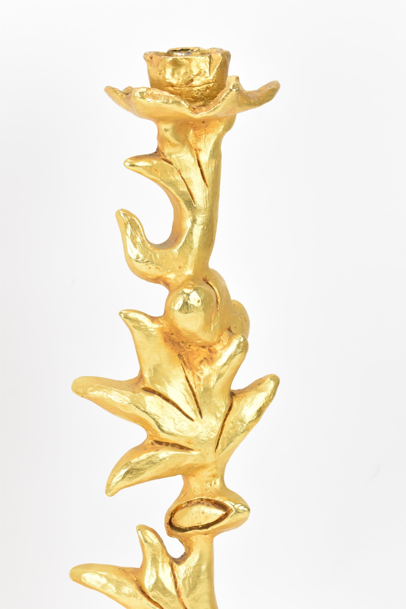 A pair of 1970s gilt-bronze candlesticks by Georges Mathias for Fondica, of naturalistic foliate - Image 4 of 7