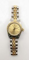 A Rolex Oyster Perpetual, automatic, ladies, steel and yellow gold wristwatch
