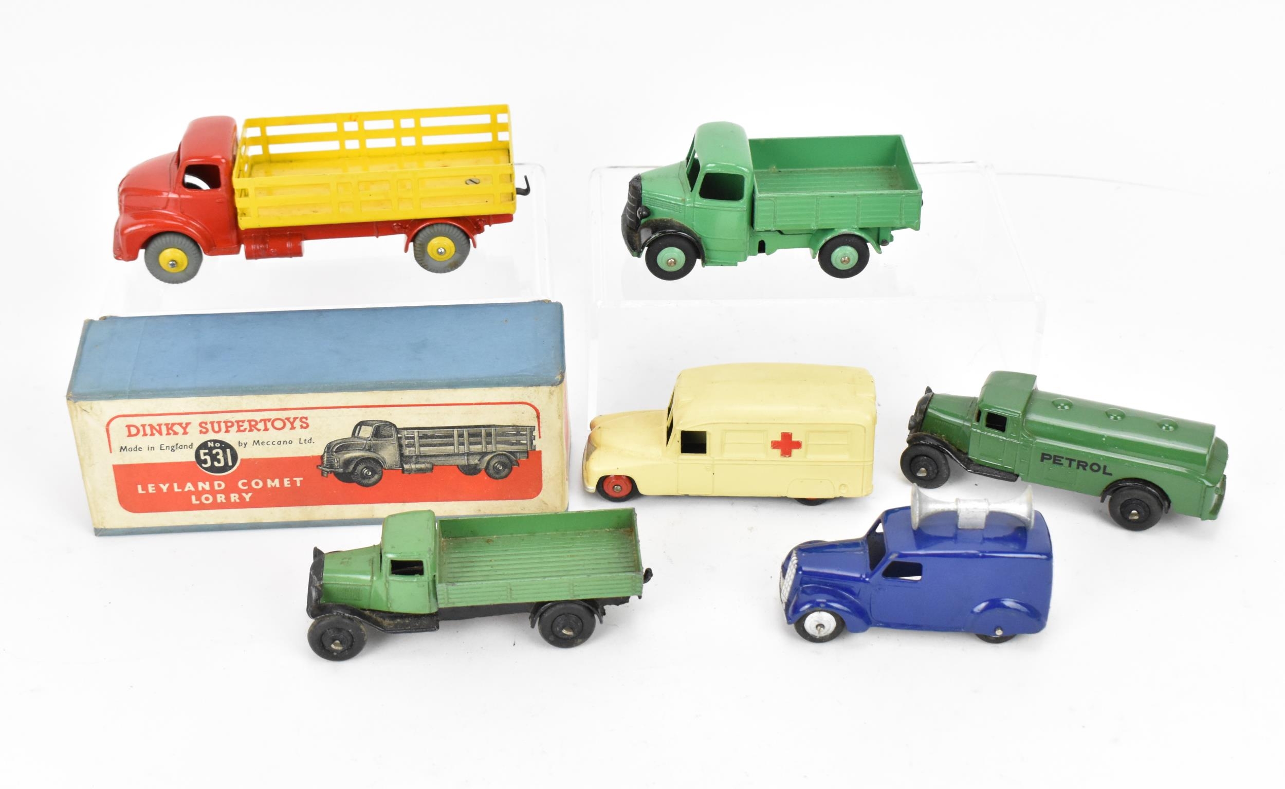A Dinky Supertoys 531 Leyland Comet Lorry, in yellow and red, in original cardboard box, together