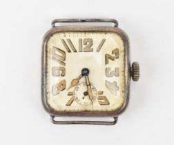 A Dreadnough, manual wind, gents, silver wristwatch, the dial having Arabic numerals, subsidiary