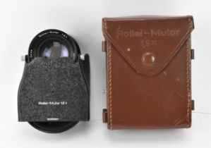 A Rollei-Mutar 1.5x lens set, 3570405, with brown leather case