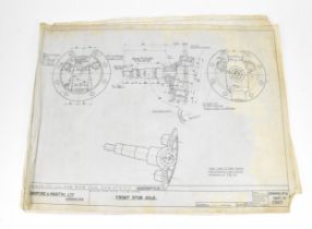 Three early 20th century rolled car engineering drawings for Aston Martin, dated 1922 and 1923,