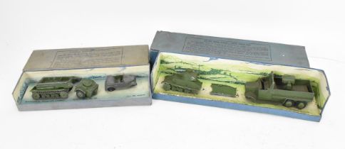 Two boxed Dinky military diecast models sets, both incomplete or mis-completed, in cardboard boxes