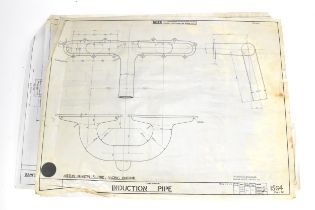 Three early 20th century rolled car engineering drawings for Aston Martin, dated 1922, one with '
