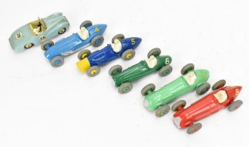 A small collection of Dinky racing cars, to include a 234 Ferrari in blue and yellow, a 232 Alfa