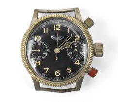 A Hanhart, chronograph, military WW2 era, manual wind, gents, chromium plated pilots wristwatch,