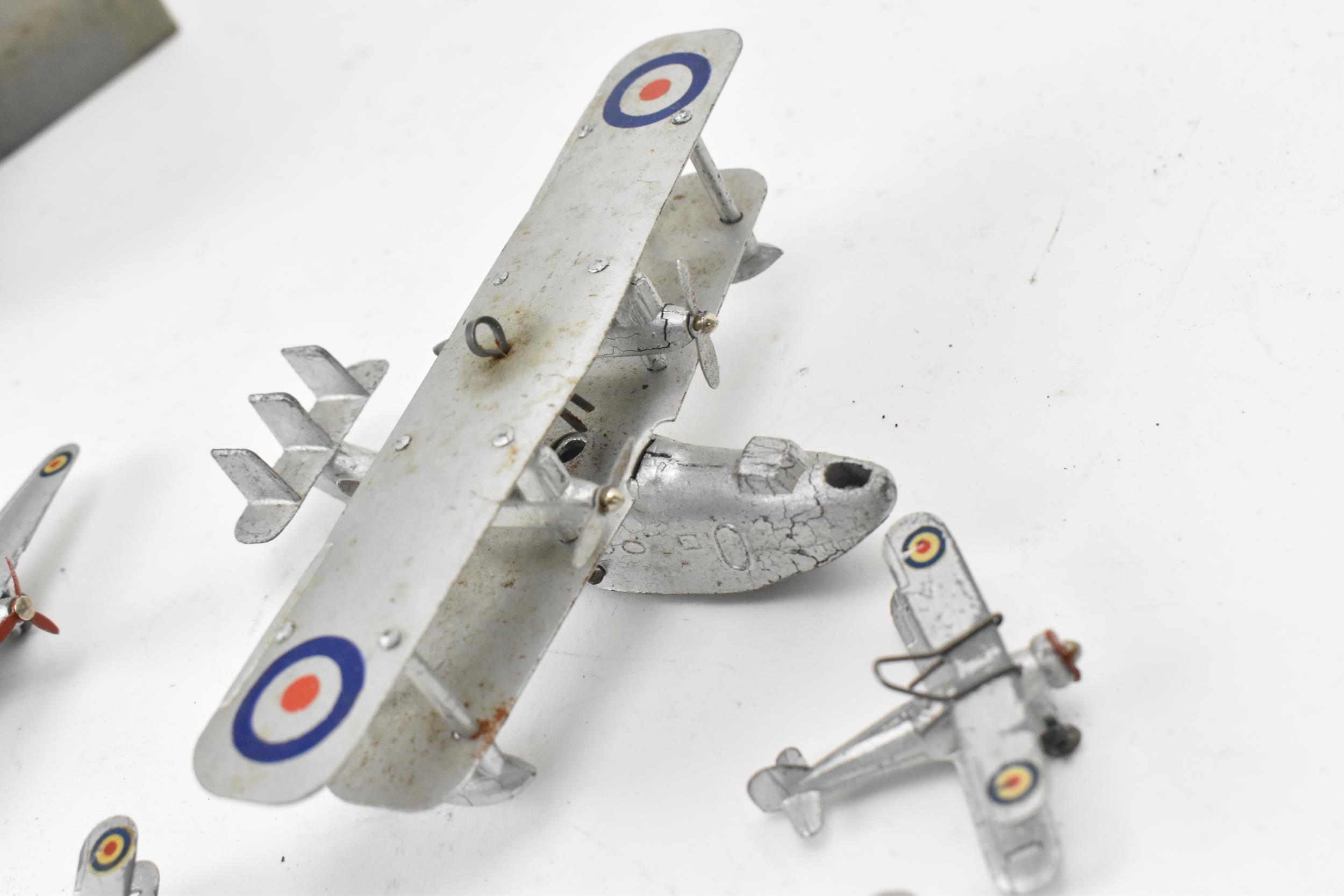 A Dinky Pre-War 61 "RAF" Aeroplane Gift Set to include a Gloster Gladiator Bi-Plane; Fairey Battle - Image 4 of 6