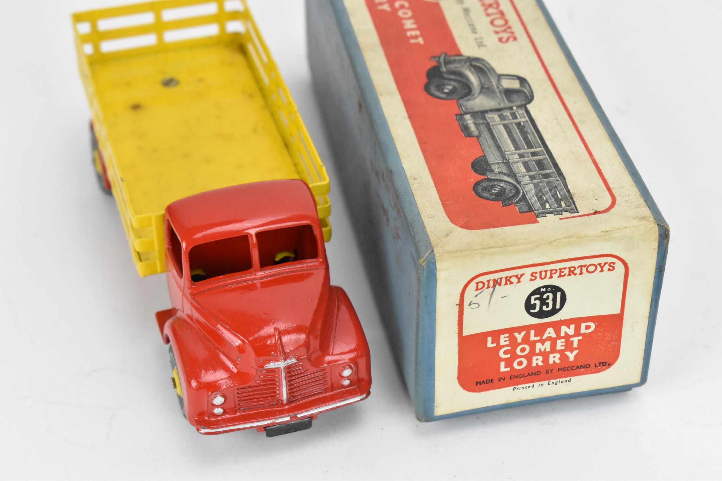 A Dinky Supertoys 531 Leyland Comet Lorry, in yellow and red, in original cardboard box, together - Image 3 of 5
