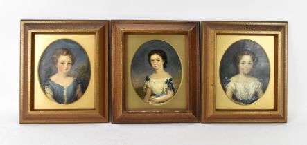 British School, 19th century Three child portraits from a same family, two depicting daughters