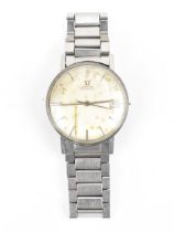 An Omega, automatic, gents, stainless steel wristwatch, circa 1962, having a silvered dial, centre