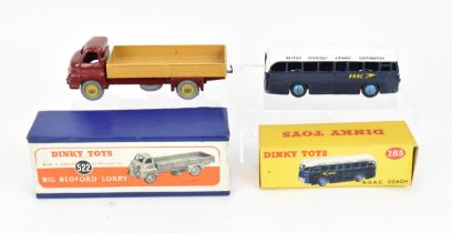 A Dinky Supertoys 522 Big Bedford Lorry in maroon with fawn back and hubs in blue box with orange