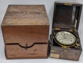 A Charles Piers two day marine chronometer in a fitted rosewood case, the 4 inch silvered dial