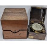 A Charles Piers two day marine chronometer in a fitted rosewood case, the 4 inch silvered dial
