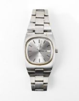 An Omega, automatic, gents, stainless steel wristwatch, circa 1970s, having a silvered dial,