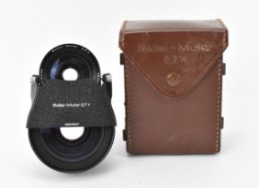 A Rollei-Mutar 0.7x lens set, 3844200, with brown leather case