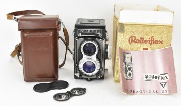 A vintage mid century, Rolleiflex, Synchro Compur, Franke & Heidecke camera with Carl Zeiss Nr